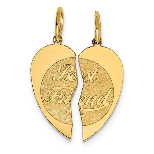14k Yellow Gold 2 piece BEST FRIENDEngravable Charm Pendant Jewelry Gifts (Length 0.86" Width 0.59")