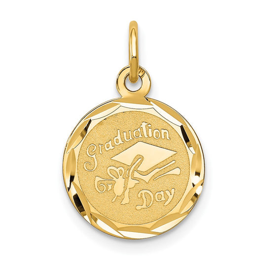 14k Yellow Gold GRADUATION DAY Cap Engravable Charm Pendant Jewelry Gifts (Length 0.78" Width 0.55")