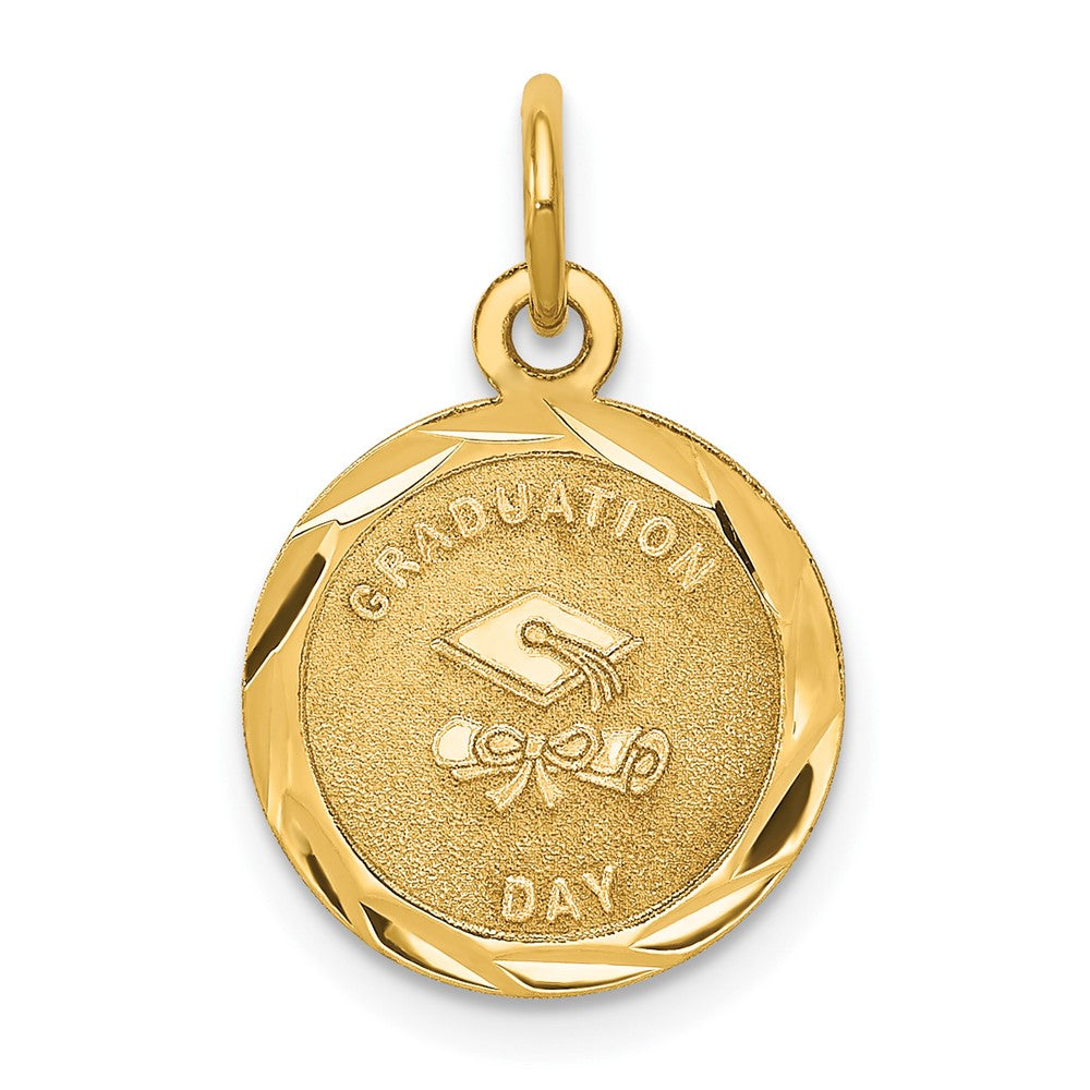 14k Yellow Gold GRADUATION DAY Engravable Charm Pendant Jewelry Gifts (Length 0.78" Width 0.51")