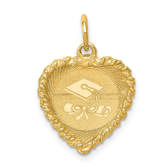 14k Yellow Gold Graduation Cap Engravable Charm Pendant Jewelry Gifts (Length 1.01" Width 0.82")