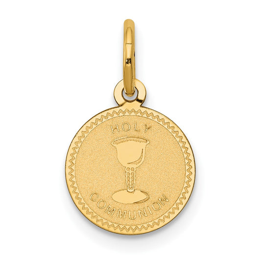 14k Yellow Gold Holy Communion Engravable Charm Pendant Jewelry Gifts (Length 0.66" Width 0.43")