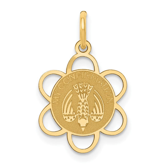 14k Yellow Gold My Confirmation Engravable Charm Pendant Jewelry Gifts (Length 0.86" Width 0.51")