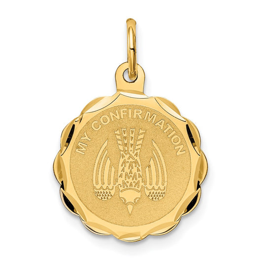 14k Yellow Gold My Confirmation Engravable Charm Pendant Jewelry Gifts (Length 0.86" Width 0.62")