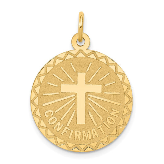 14k Yellow Gold Confirmation Disc Engravable Charm Pendant Jewelry Gifts (Length 1.05" Width 0.78")