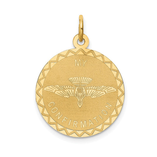 14k Yellow Gold My Confirmation Engravable Charm Pendant Jewelry Gifts (Length 1.09" Width 0.78")