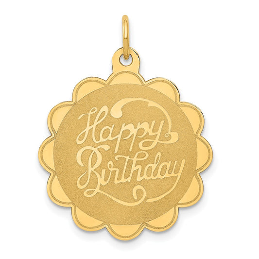 14k Yellow Gold HAPPY BIRTHDAYEngravable Charm Pendant Jewelry Gifts (Length 1.09" Width 0.86")