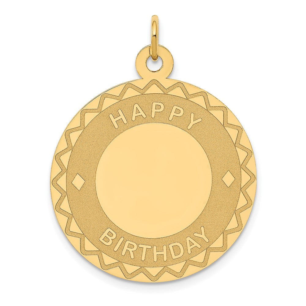 14k Yellow Gold HAPPY BIRTHDAYEngravable Charm Pendant Jewelry Gifts (Length 1.33" Width 0.98")