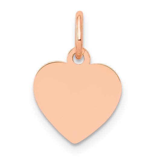14K Rose Gold Polished Heart Shaped Disc Engravable Charm Pendant Jewelry Gifts (Length 0.59" Width 0.39")