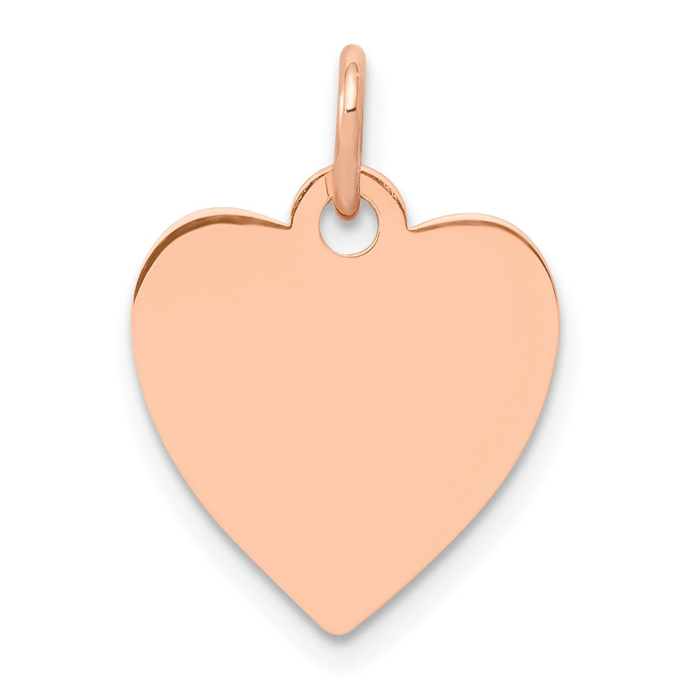 14K Rose Gold Polished Heart Shaped Disc Engravable Charm Pendant Jewelry Gifts (Length 0.7" Width 0.51")