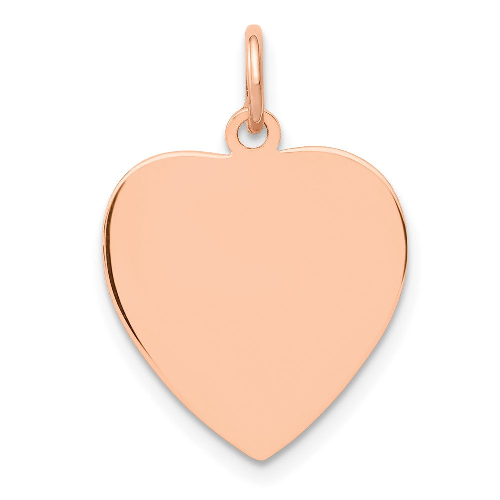 14K Rose Gold Polished Heart Shaped Disc Engravable Charm Pendant Jewelry Gifts (Length 0.82" Width 0.62")