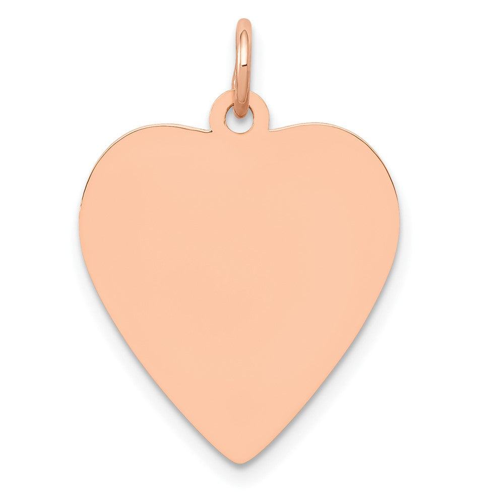 14K Rose Gold Polished Heart Shaped Disc Engravable Charm Pendant Jewelry Gifts (Length 0.98" Width 0.7")