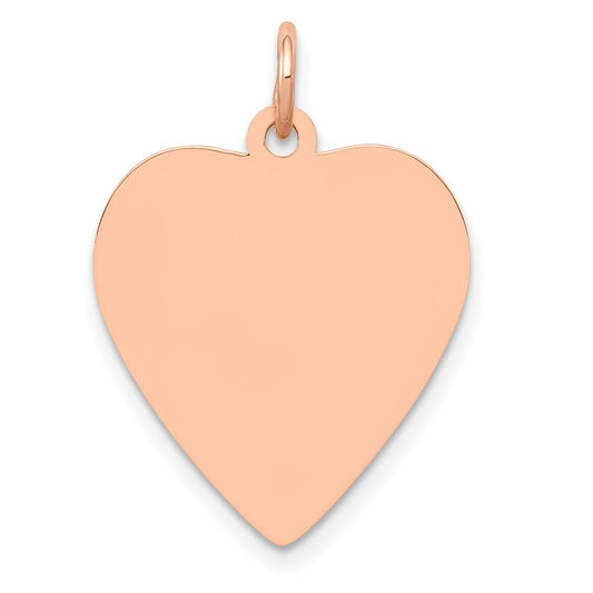 14K Rose Gold Polished Heart Shaped Disc Engravable Charm Pendant Jewelry Gifts (Length 0.98" Width 0.7")