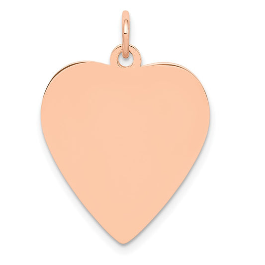 14K Rose Gold Polished Heart Shaped Disc Engravable Charm Pendant Jewelry Gifts (Length 1.05" Width 0.74")