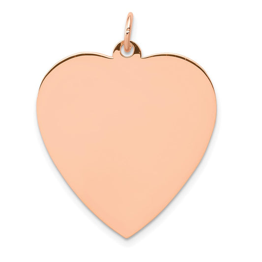 14K Rose Gold Polished Heart Shaped Disc Engravable Charm Pendant Jewelry Gifts (Length 1.25" Width 0.98")