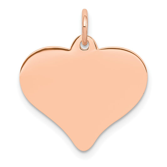 14K Rose Gold Polished Heart Shaped Disc Engravable Charm Pendant Jewelry Gifts (Length 0.82" Width 0.7")