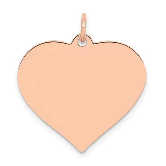 14K Rose Gold Polished Heart Shaped Disc Engravable Charm Pendant Jewelry Gifts (Length 1.01" Width 0.94")