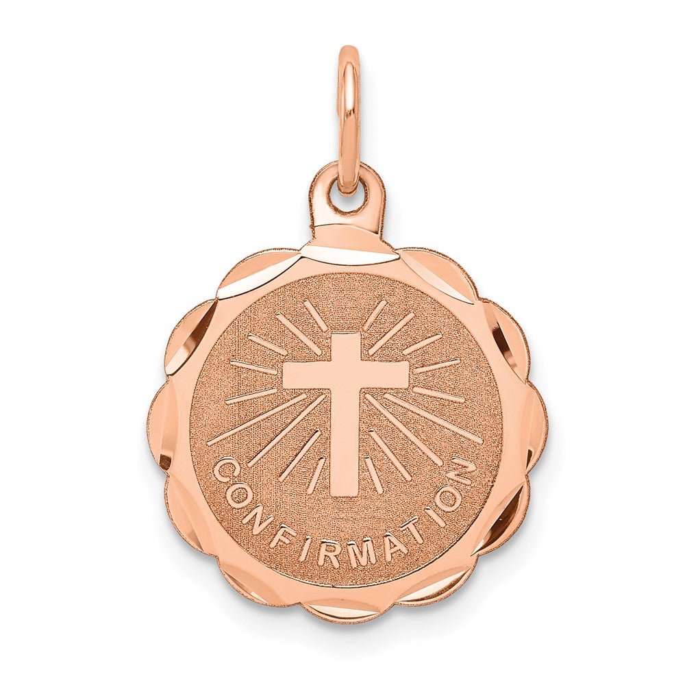 14K Rose Gold Confirmation Disc Engravable Charm Pendant Jewelry Gifts (Length 0.86" Width 0.59")