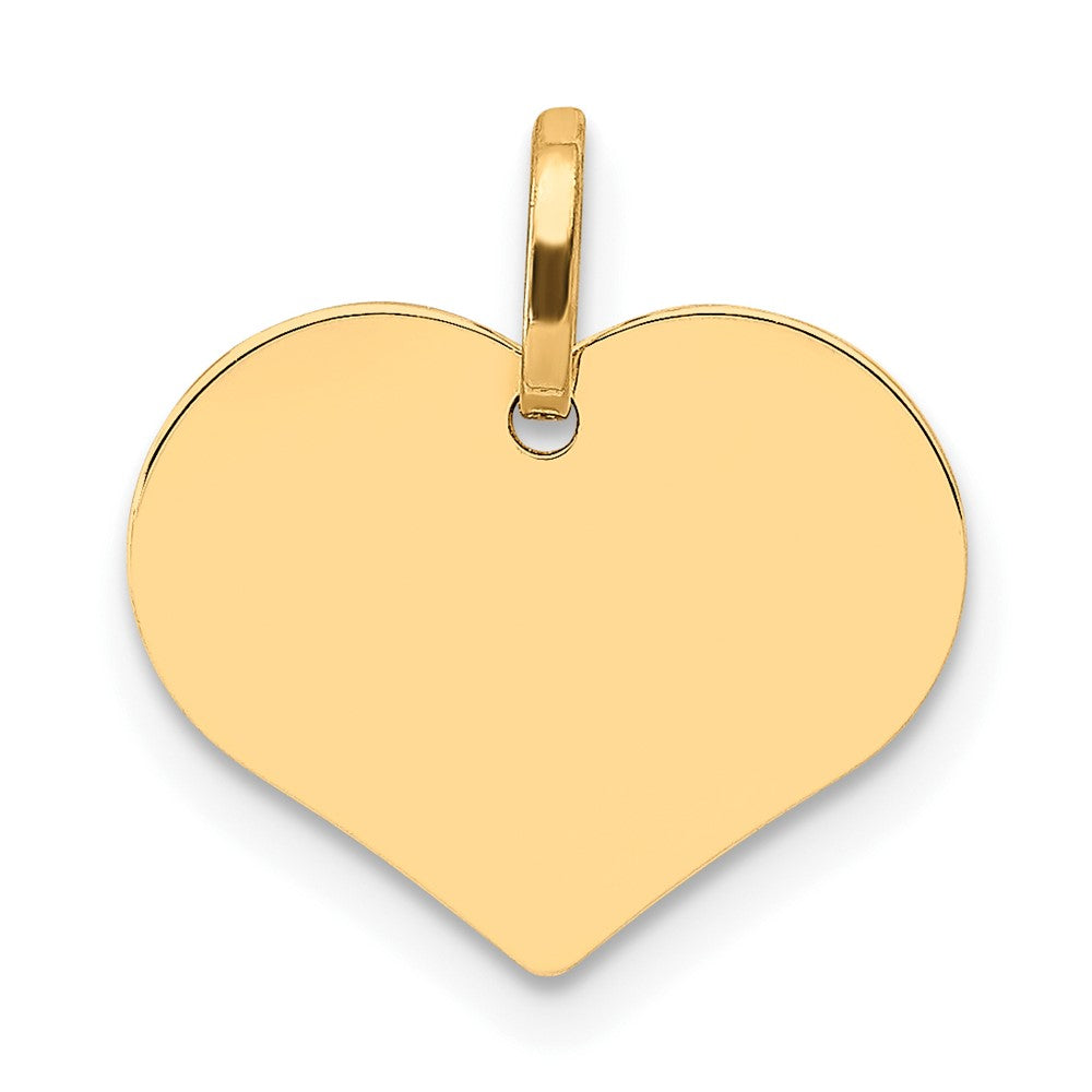 14k Yellow Gold Polished Heart Shaped Disc Engravable Charm Pendant Jewelry Gifts (Length 0.55" Width 0.55")