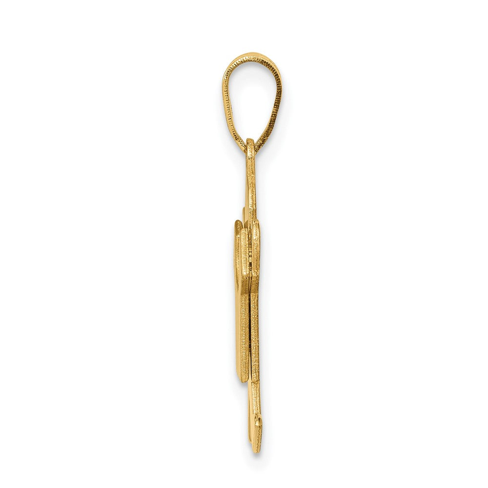 14k Yellow Gold Satin Boy Jumping Engravable Charm Pendant Jewelry Gifts (Length 0.98" Width 0.55")