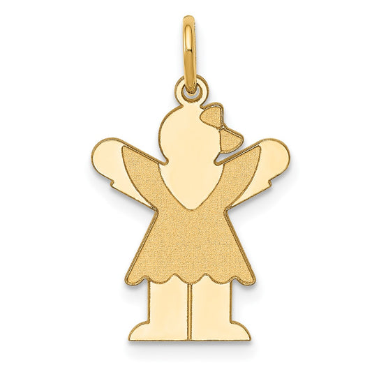 14k Yellow Gold Kid Engravable Charm Pendant Jewelry Gifts (Length 0.98" Width 0.59")