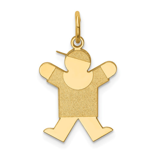 14k Yellow Gold Kid Engravable Charm Pendant Jewelry Gifts (Length 0.98" Width 0.59")