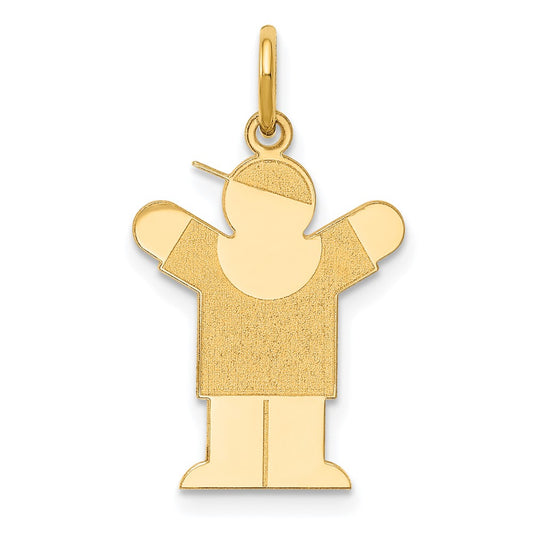 14k Yellow Gold Kid Engravable Charm Pendant Jewelry Gifts (Length 0.98" Width 0.59")