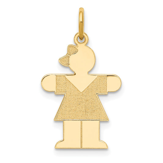 14k Yellow Gold Kid Engravable Charm Pendant Jewelry Gifts (Length 0.98" Width 0.59")