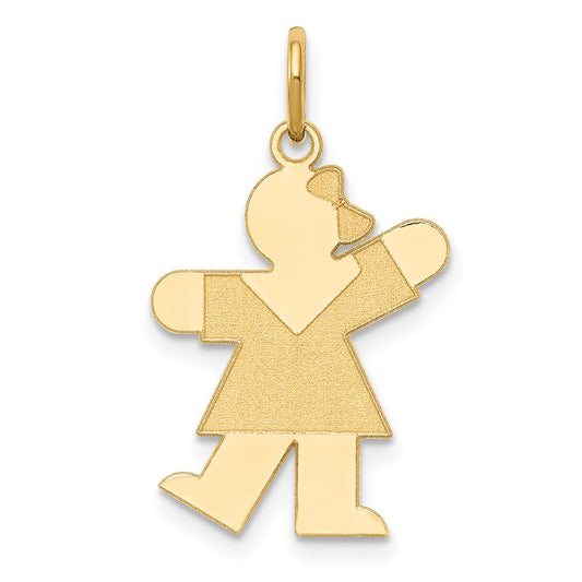 14k Yellow Gold Kid Engravable Charm Pendant Jewelry Gifts (Length 0.98" Width 0.59")