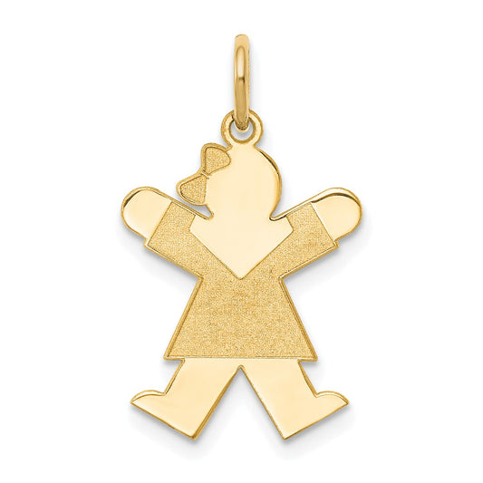 14k Yellow Gold Kid Engravable Charm Pendant Jewelry Gifts (Length 0.98" Width 0.59")
