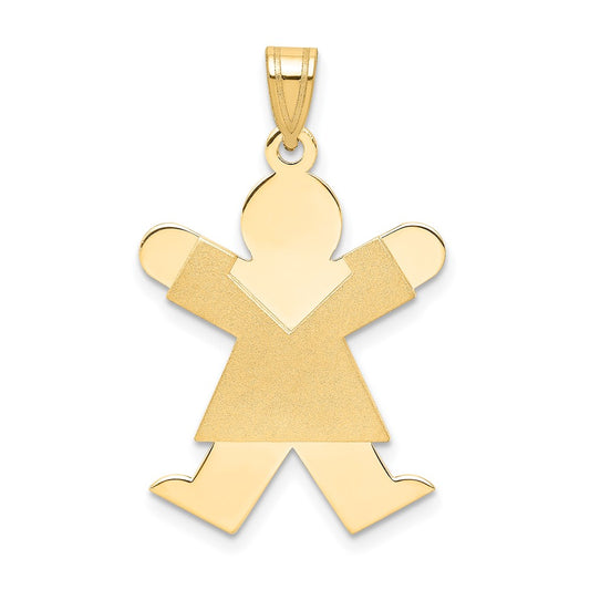 14k Yellow Gold Girl Engravable Charm Pendant Jewelry Gifts (Length 1.17" Width 0.78")