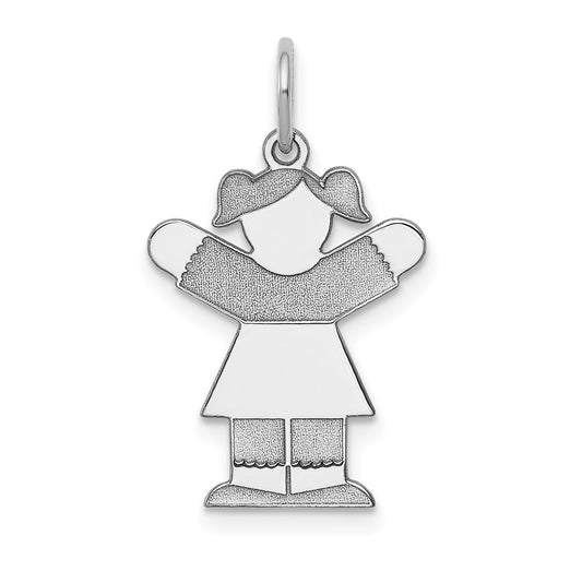 14k White Gold Kid Engravable Charm Pendant Jewelry Gifts (Length 0.98" Width 0.59")