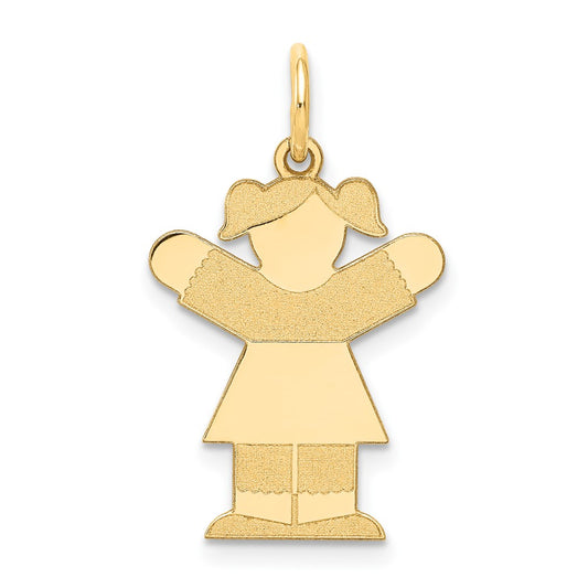 14k Yellow Gold Kid Engravable Charm Pendant Jewelry Gifts (Length 0.98" Width 0.59")