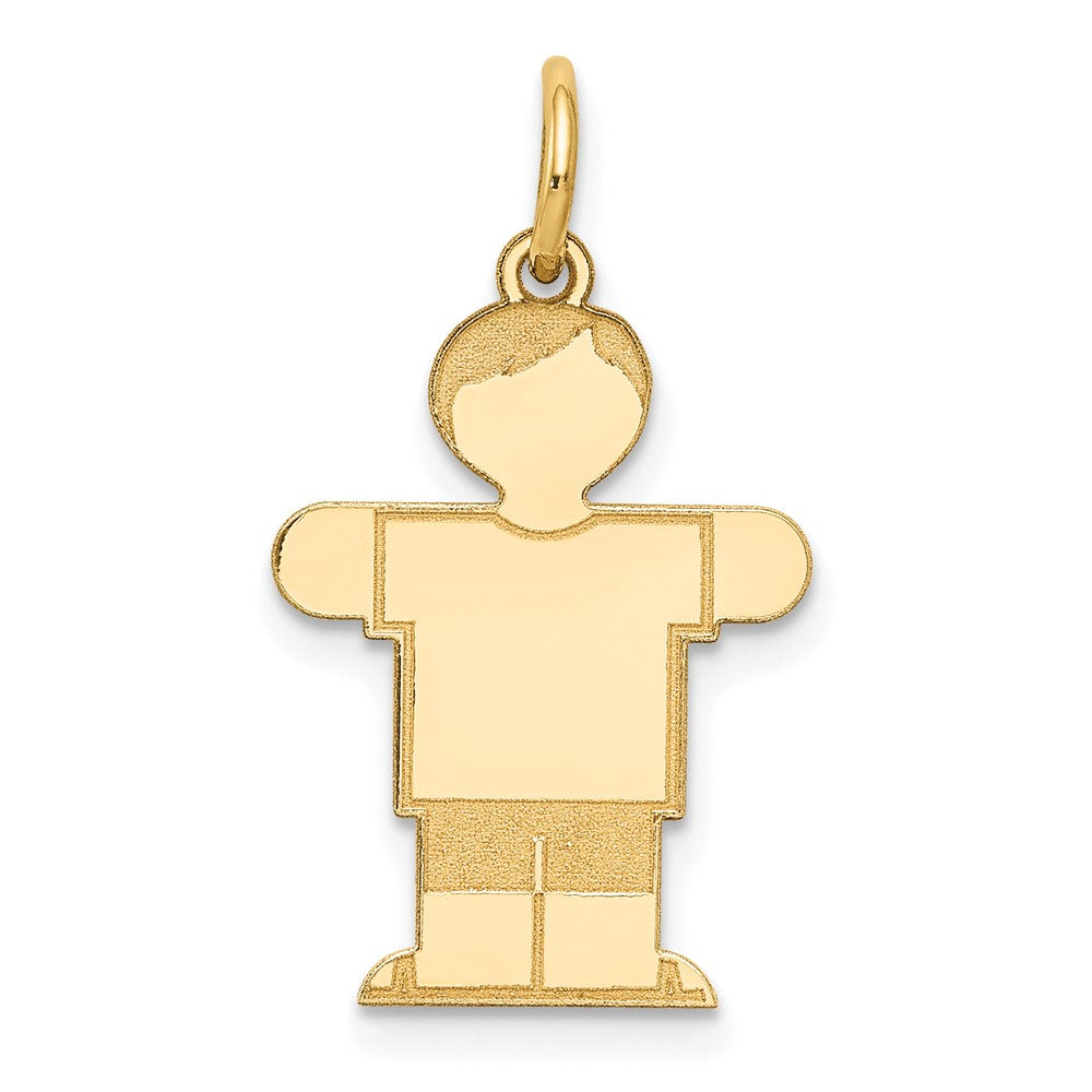 14k Yellow Gold Kid Engravable Charm Pendant Jewelry Gifts (Length 0.98" Width 0.59")