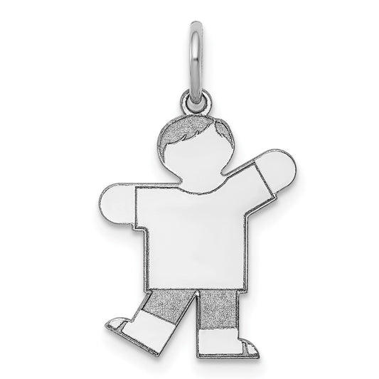 14k White Gold Kid Engravable Charm Pendant Jewelry Gifts (Length 0.98" Width 0.59")