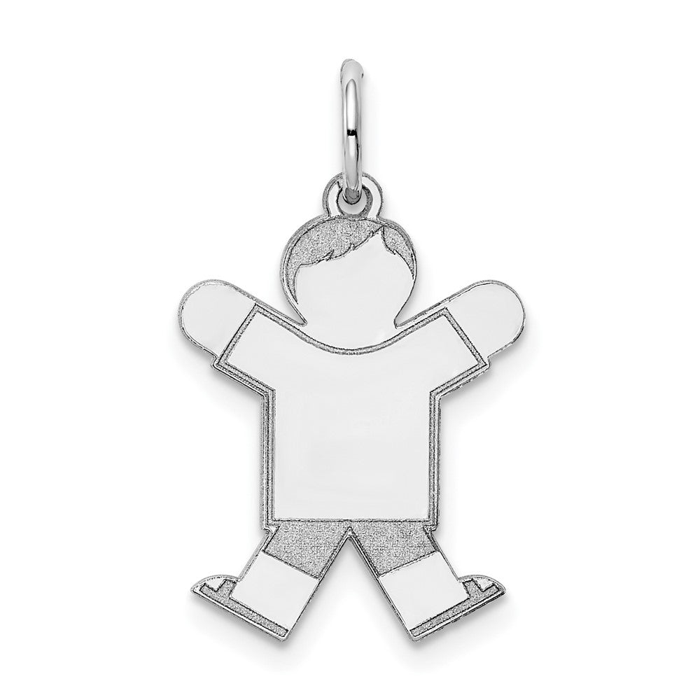 14k White Gold Kid Engravable Charm Pendant Jewelry Gifts (Length 0.98" Width 0.59")