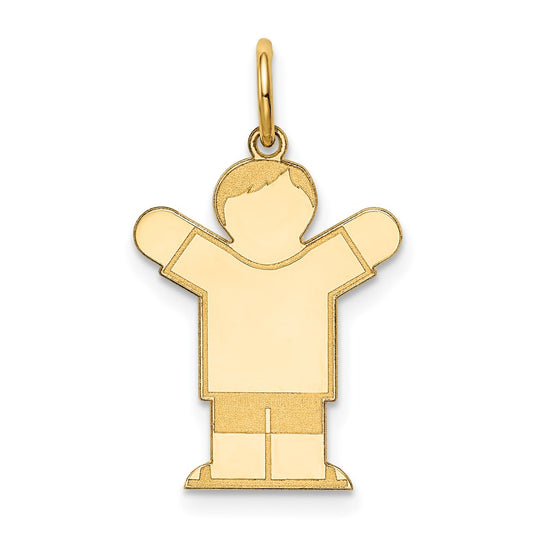 14k Yellow Gold Kid Engravable Charm Pendant Jewelry Gifts (Length 0.98" Width 0.59")