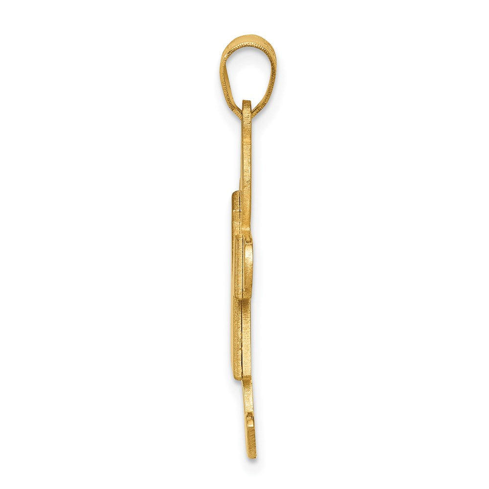 14k Yellow Gold Girl Engravable Charm Pendant Jewelry Gifts (Length 1.17" Width 0.7")