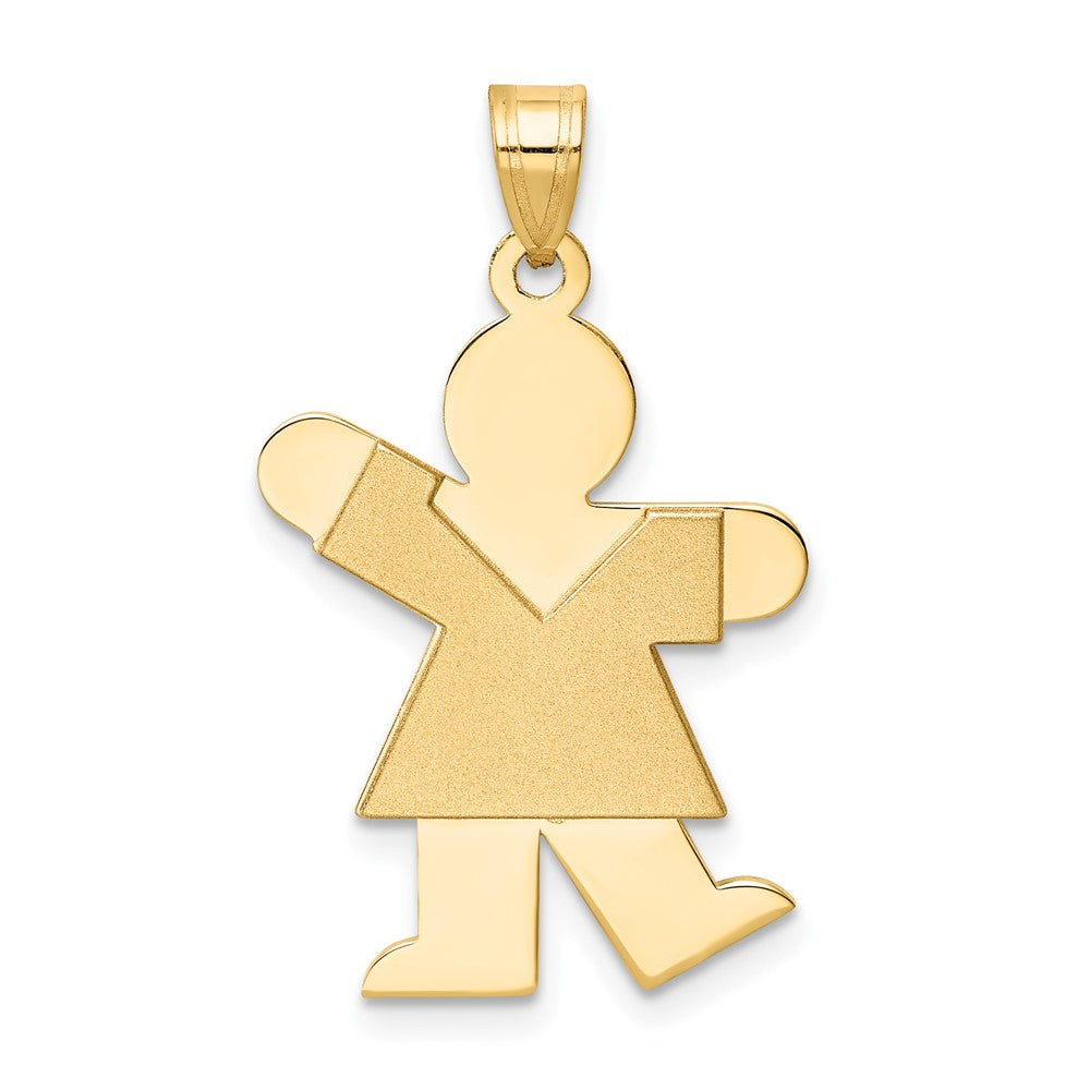 14k Yellow Gold Girl Engravable Charm Pendant Jewelry Gifts (Length 1.17" Width 0.7")