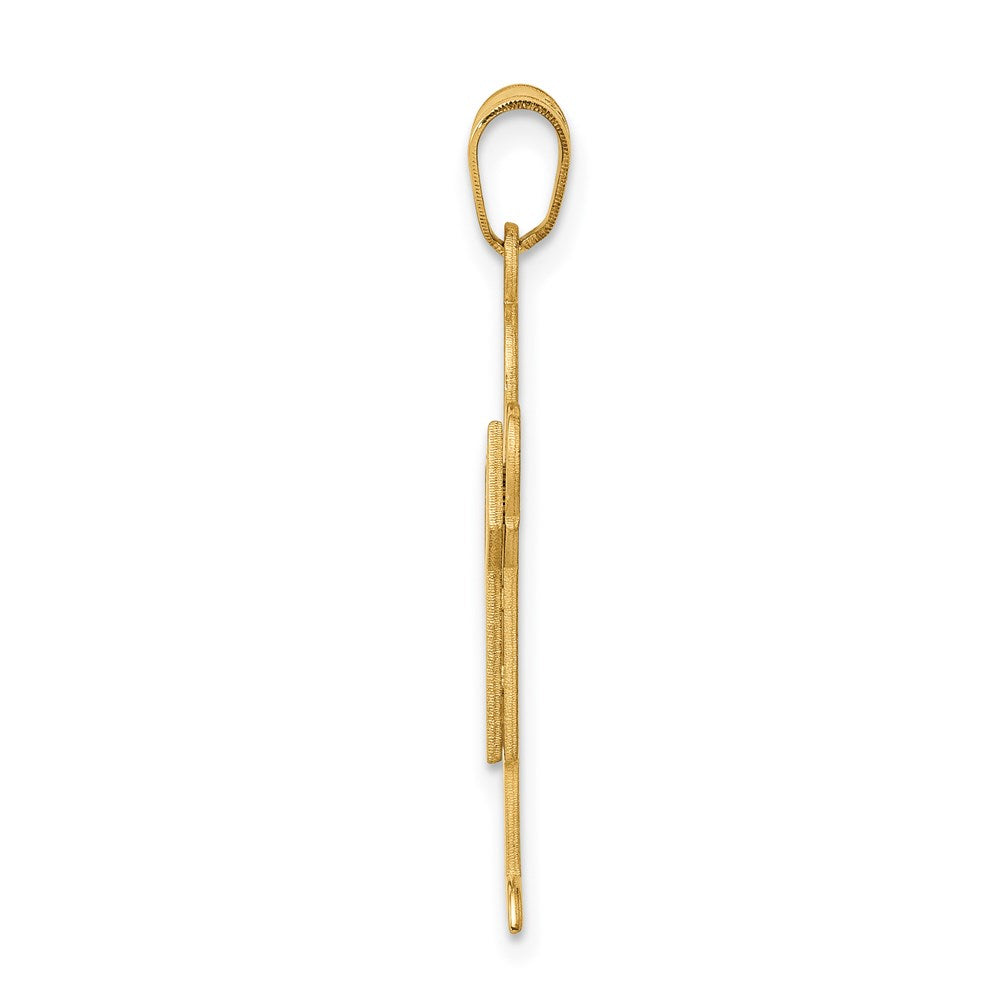 14k Yellow Gold Satin Boy Engravable Charm Pendant Jewelry Gifts (Length 1.37" Width 0.78")