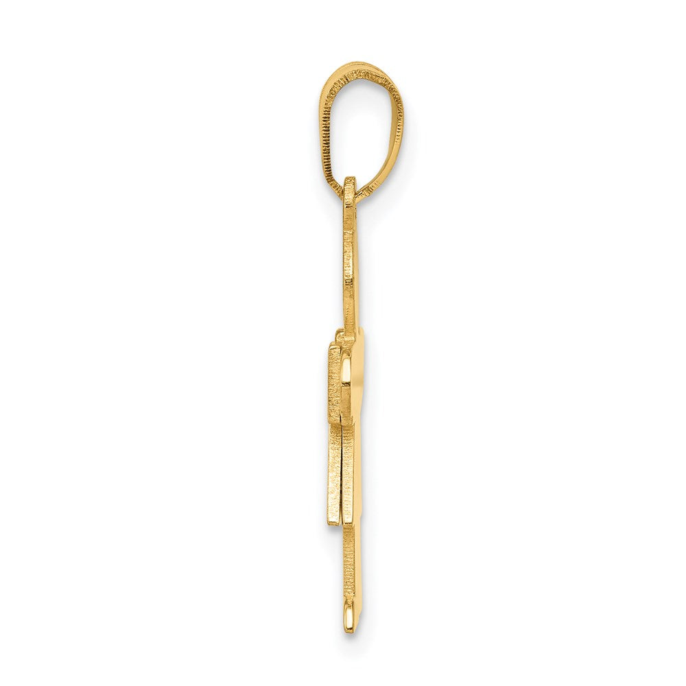 14k Yellow Gold Girl Engravable Charm Pendant Jewelry Gifts (Length 0.98" Width 0.59")