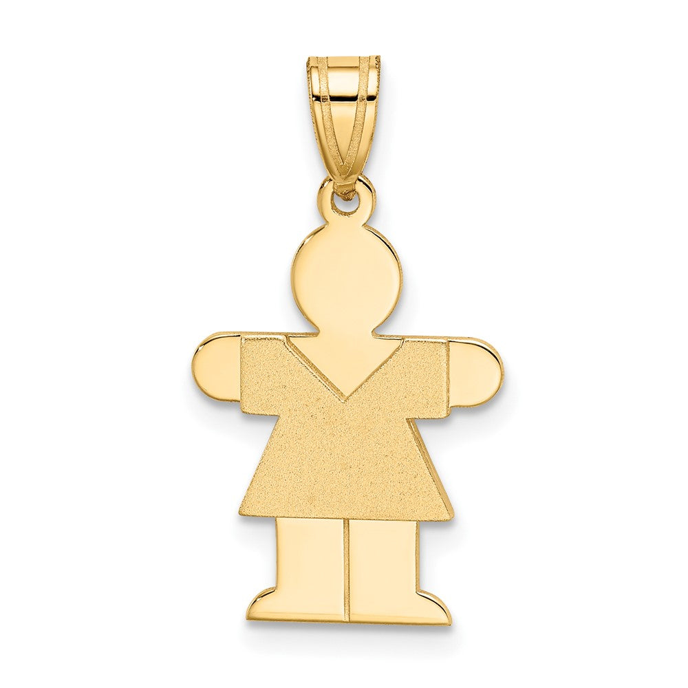 14k Yellow Gold Girl Engravable Charm Pendant Jewelry Gifts (Length 0.98" Width 0.59")