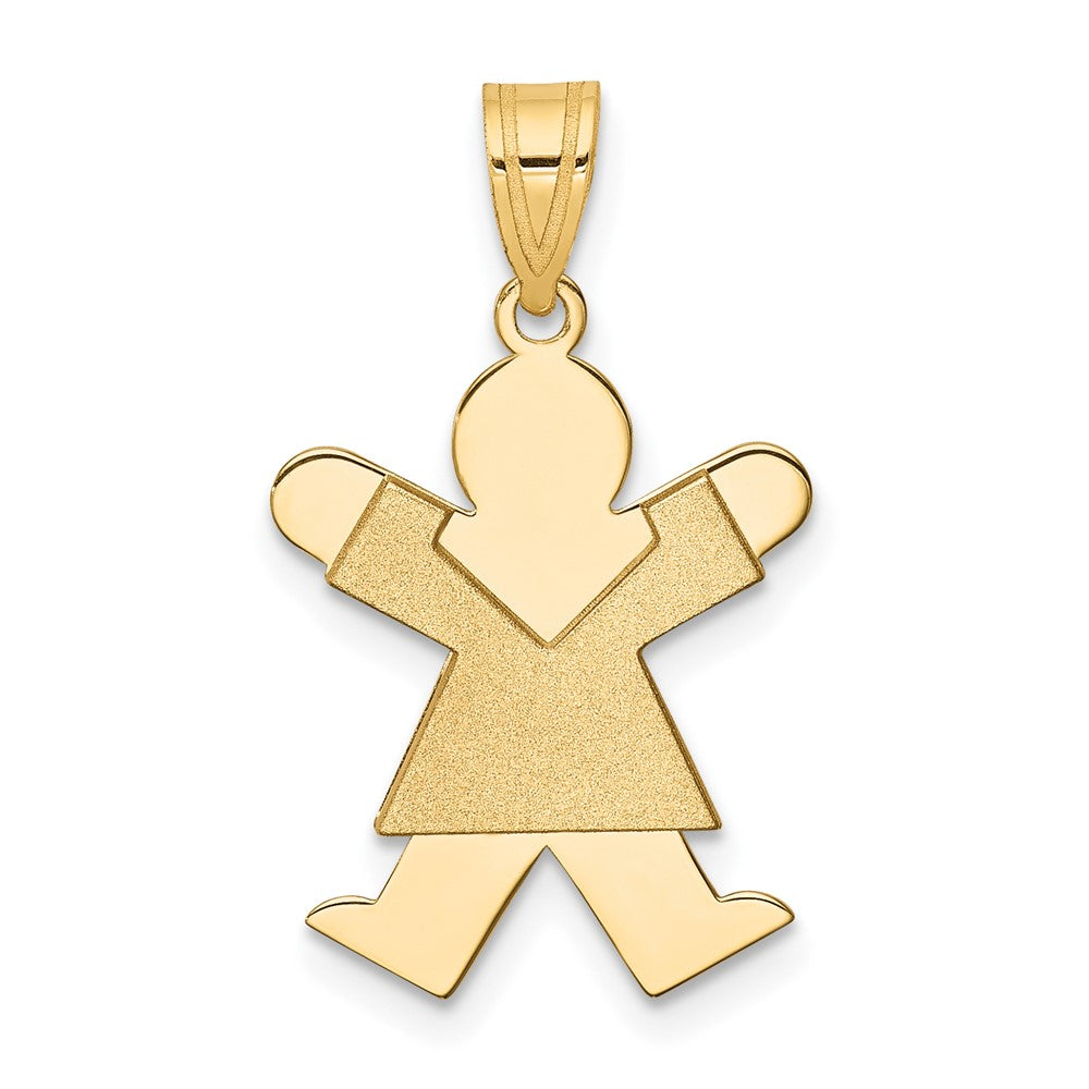 14k Yellow Gold Girl Engravable Charm Pendant Jewelry Gifts (Length 0.98" Width 0.59")