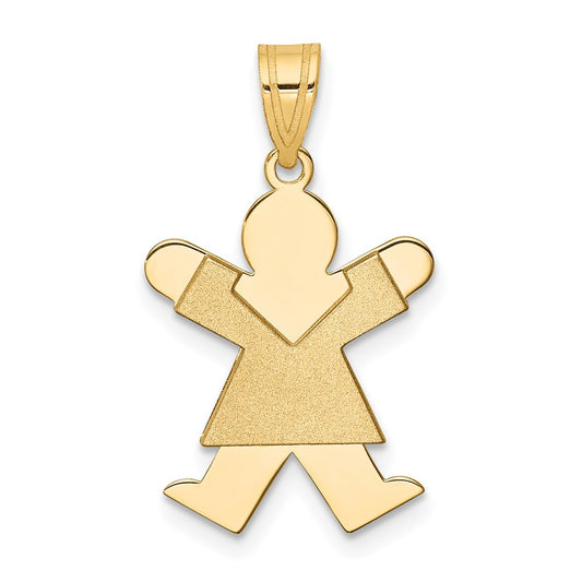 14k Yellow Gold Girl Engravable Charm Pendant Jewelry Gifts (Length 0.98" Width 0.59")