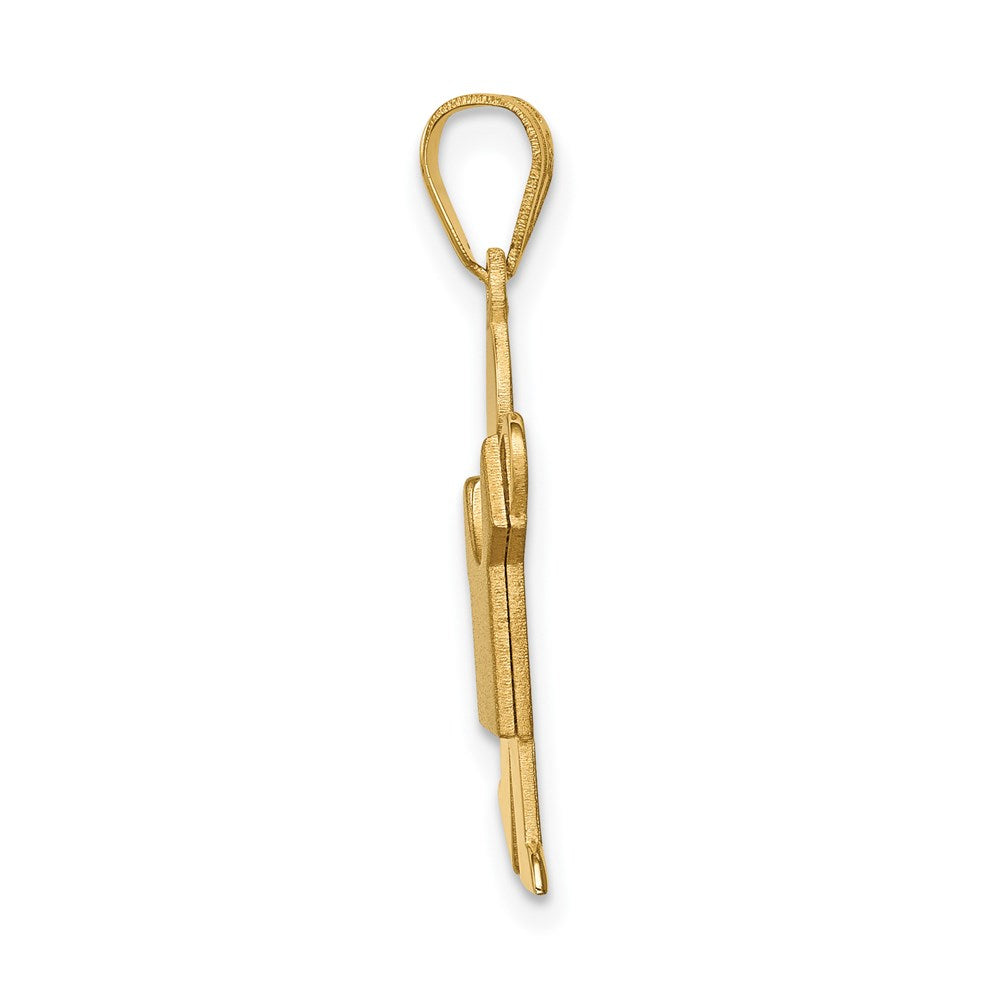 14k Yellow Gold Satin Boy Engravable Charm Pendant Jewelry Gifts (Length 0.98" Width 0.59")