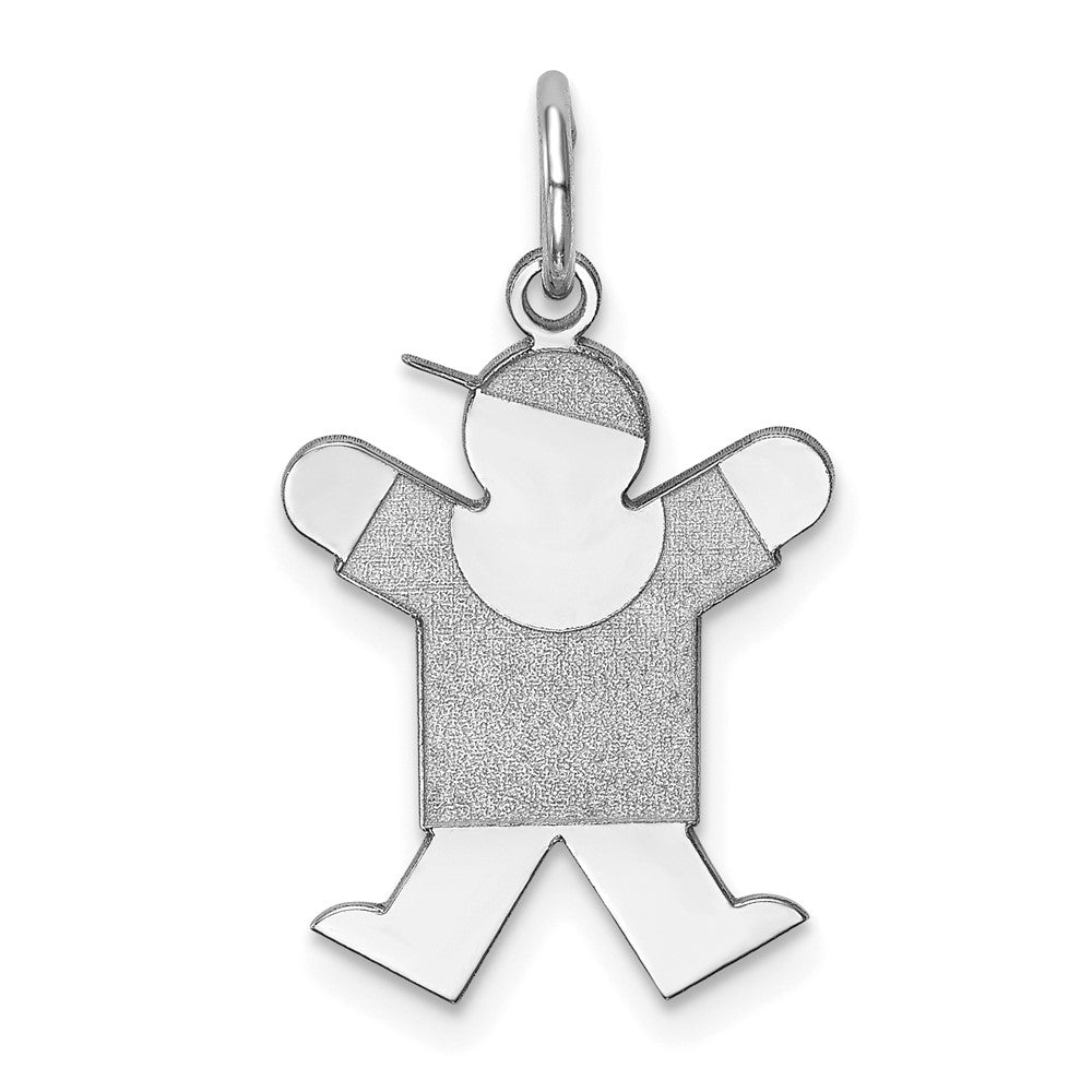 925 Sterling Silver Joy Kid Engravable Charm Pendant Jewelry Gifts (Length 0.9" Width 0.55")