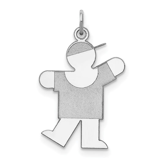 925 Sterling Silver Kiss Kid Engravable Charm Pendant Jewelry Gifts (Length 1.17" Width 0.78")