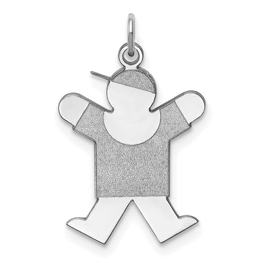 925 Sterling Silver Joy Kid Engravable Charm Pendant Jewelry Gifts (Length 1.17" Width 0.78")