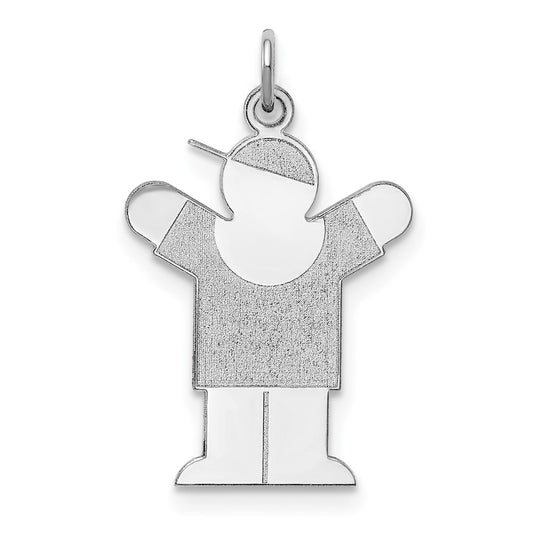 925 Sterling Silver Love Kid Engravable Charm Pendant Jewelry Gifts (Length 1.17" Width 0.78")