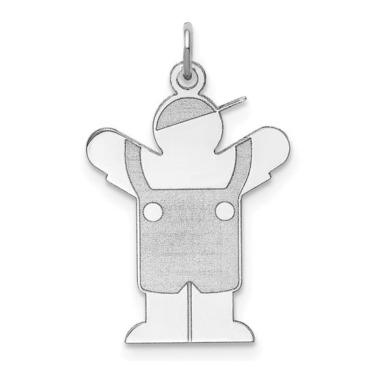 925 Sterling Silver Love Kid Engravable Charm Pendant Jewelry Gifts (Length 1.17" Width 0.78")