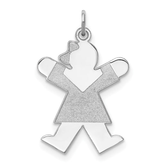 925 Sterling Silver Joy Kid Engravable Charm Pendant Jewelry Gifts (Length 1.09" Width 0.78")